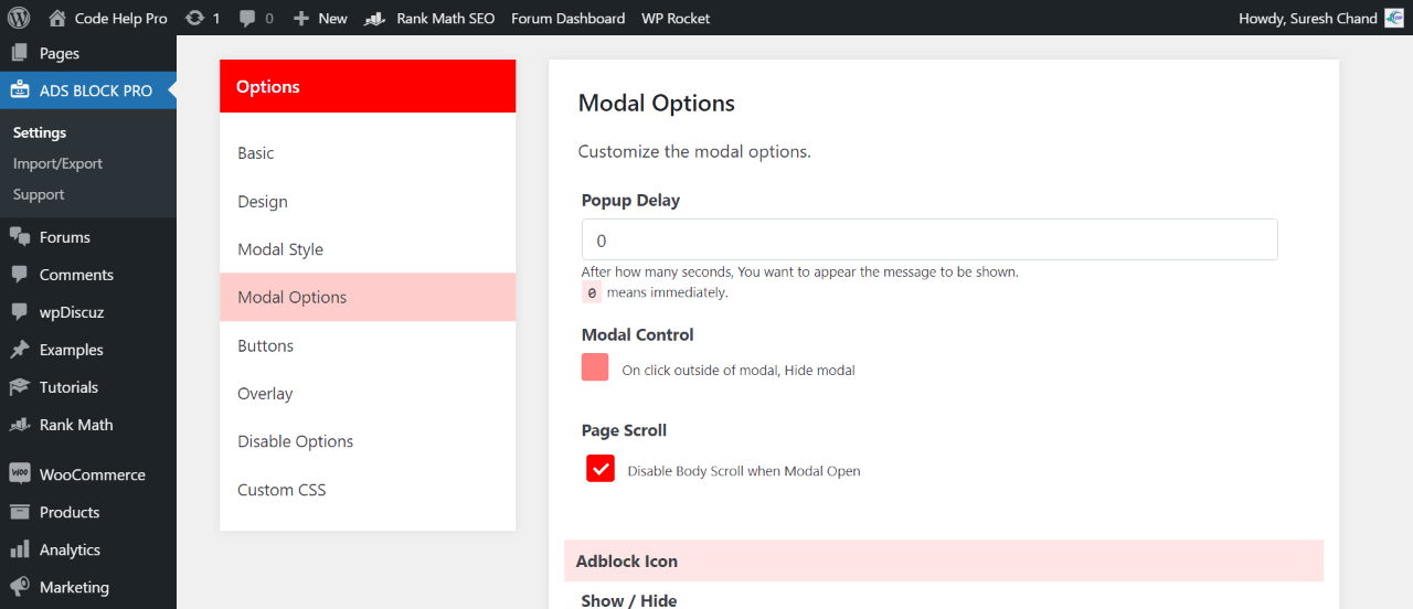 Modal Options | Codehelppro